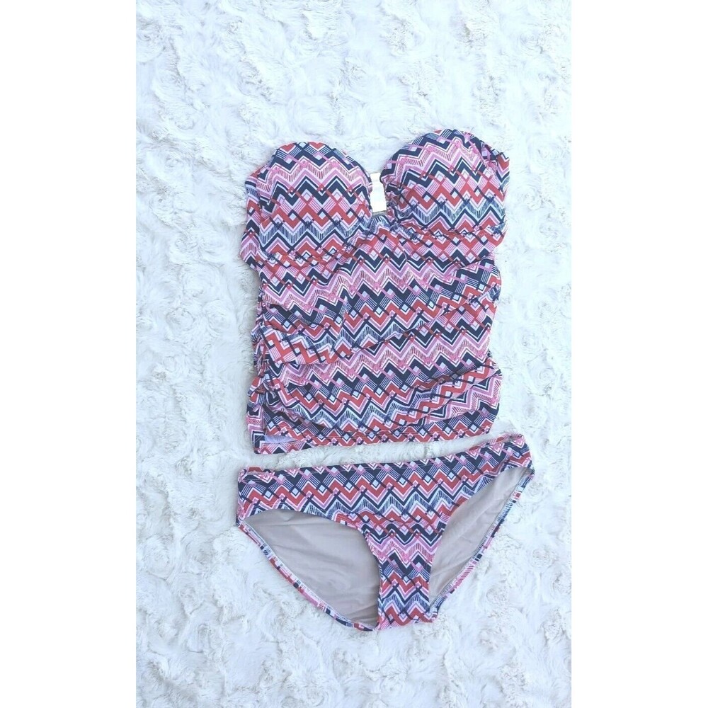 Maternity Tankini Swim Top & bottom Size M Chevron Pattern Pea in the Pod‎